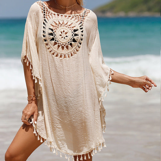 Blouse de Plage en Crochet à Franges de Tournesol
