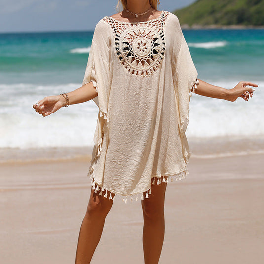 Blouse de Plage en Crochet à Franges de Tournesol