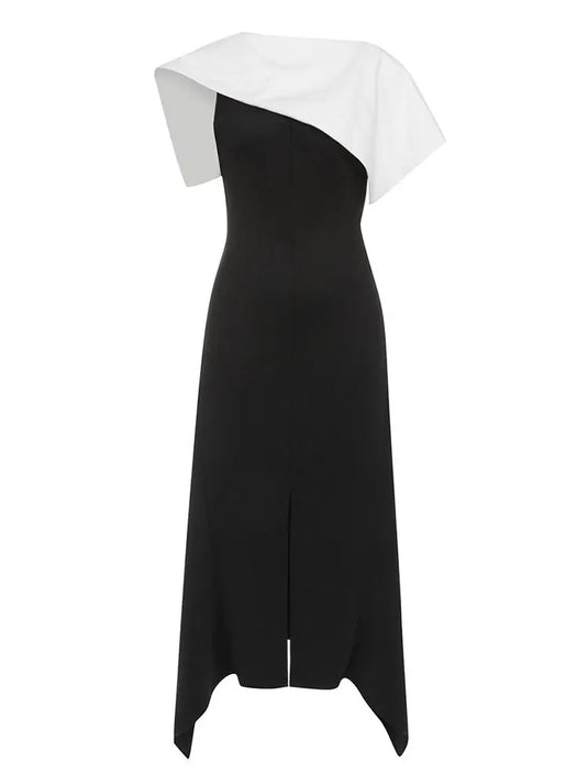 Chic Noir & Blanc Bodycon Dress