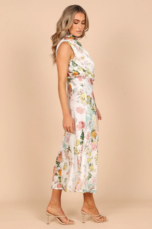 Robe Maxi Fleurie à Bretelles avec Taille Élastique - Wine Country Dates