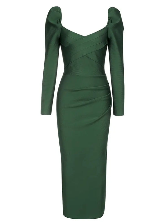 Robe Bustier à Manches Bouffantes en Bandage