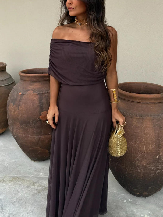 Robe Maxi en Mesh Toledo à Épaule Unique