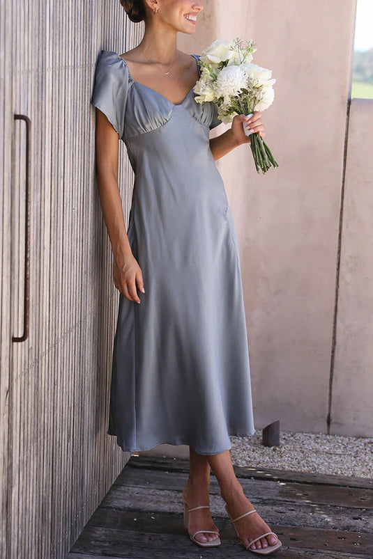 Robe Midi à Fente Latérale avec Manches Volantes Off-Shoulder