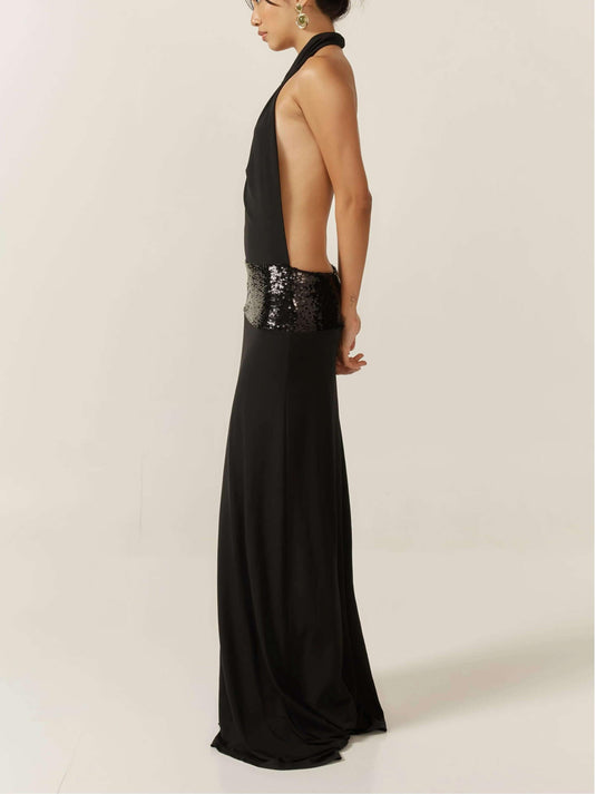 Adele Black Halter Dress