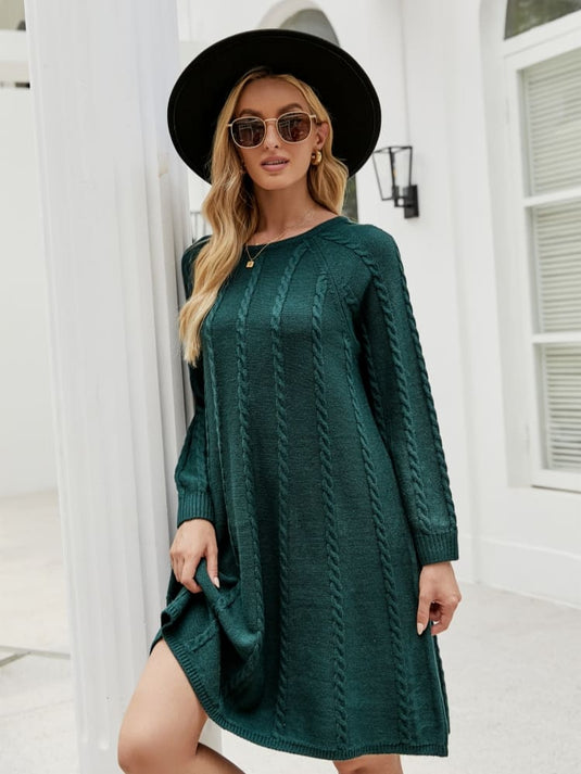 Elegant Solid A-Line Knit Dress