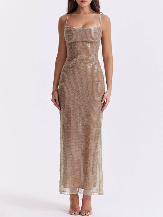 Café au Lait Pearl Maxi Dress