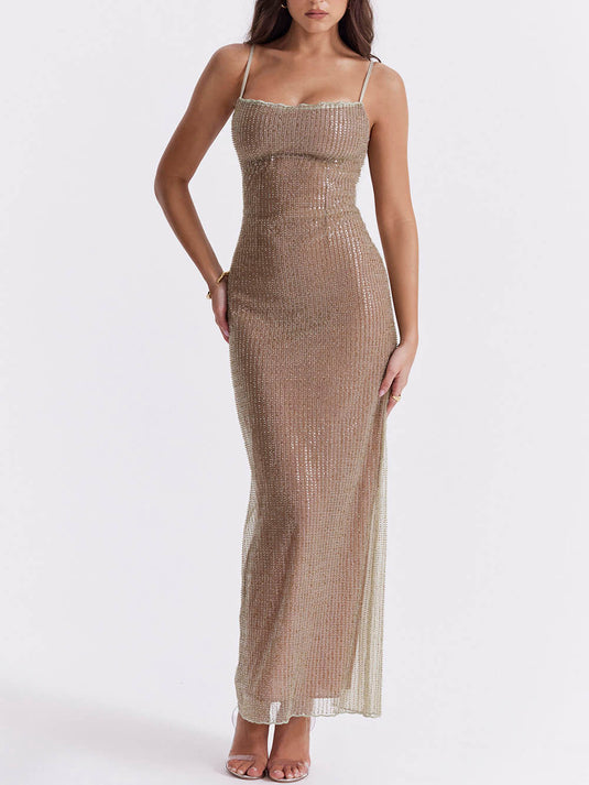 Café au Lait Pearl Maxi Dress