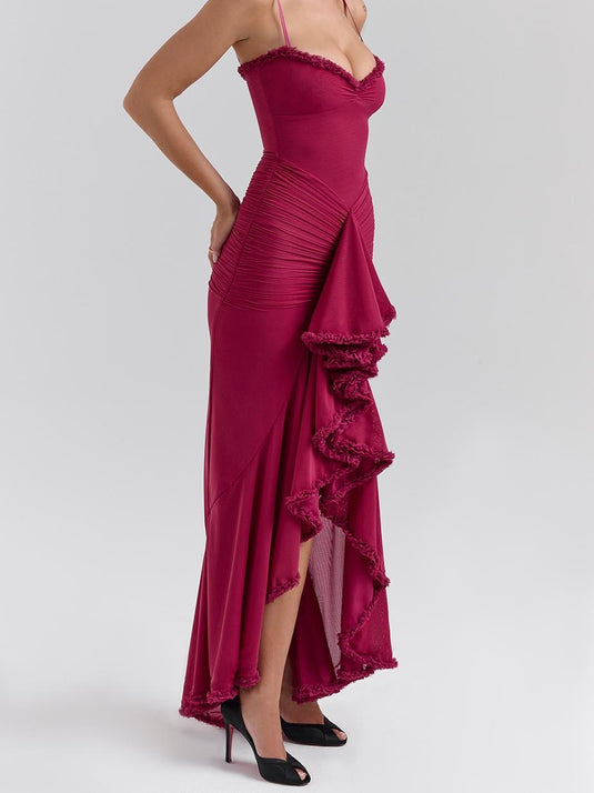 Asymmetrical Sleeveless Ruffle Camisole Dress
