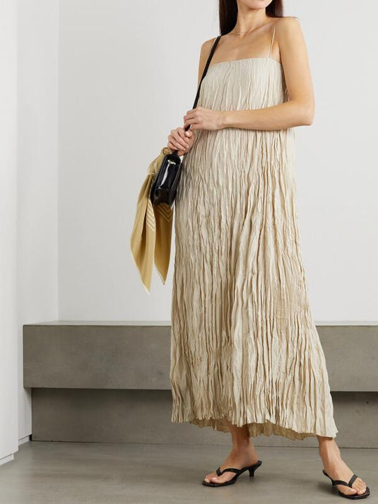 Robe Maxi Poupée Froissée - Teintes Neutres